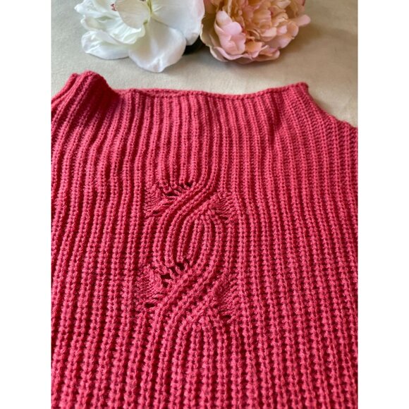 Vintage Misslook Womens Ribbed Knit Sweater - Hot Pink - Size M High Neck Cottag - Picture 7 of 7
